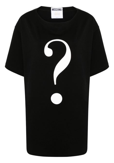 T-shirt con stampa Question Mark in nero - donna MOSCHINO | V070304424555