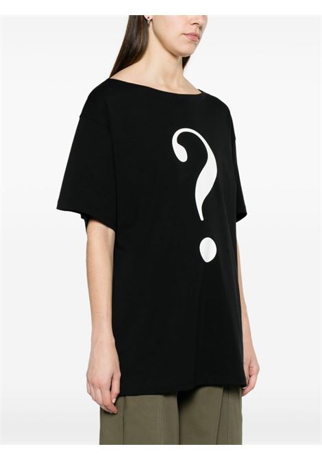 T-shirt con stampa Question Mark in nero - donna MOSCHINO | V070304424555