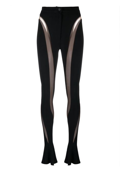 Black sheer-panelled leggings - women MUGLER | 24P1PA0404470B99N1