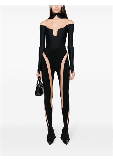 Black sheer-panelled leggings - women MUGLER | 24P1PA0404470B99N1