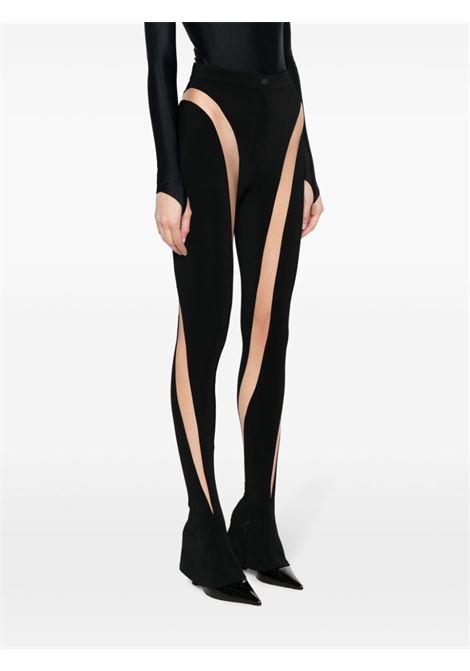 Black sheer-panelled leggings - women MUGLER | 24P1PA0404470B99N1