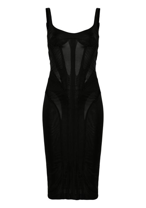 Black corset-style midi dress - women