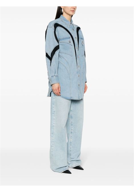 Giacca denim con inserti in blu di Mugler - unisex MUGLER | 24P6TO0627246B0599