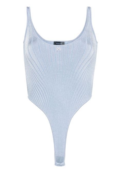 Silver blue knitted tank bodysuit Mugler - women