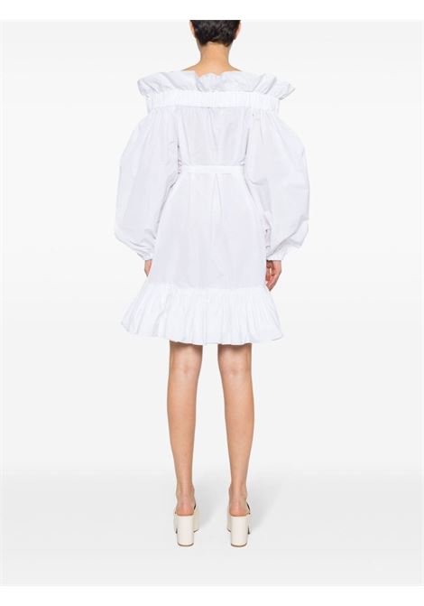 White ruffled detailing belted mini dress - women PATOU | DR1430011001W