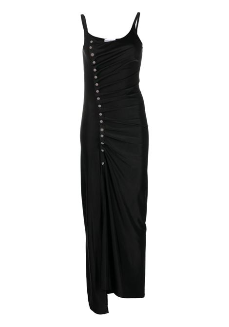 Black asymmetric satin maxi dress Rabanne - women