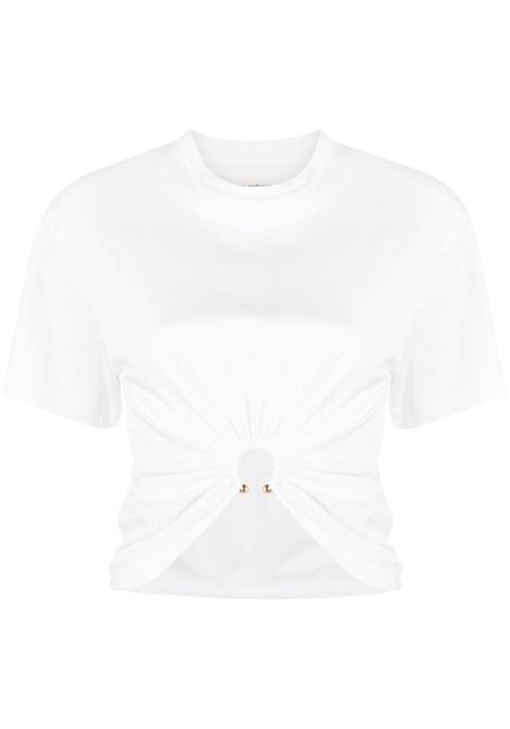 White gathered T-shirt - women RABANNE | 23AJTO539CO0485P109