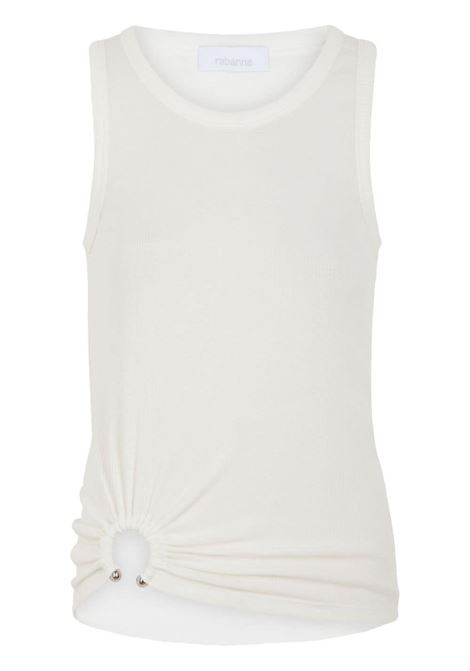 White asymmetric gathered-detail tank top Rabanne - women RABANNE | 24FJTE165CO0530P100