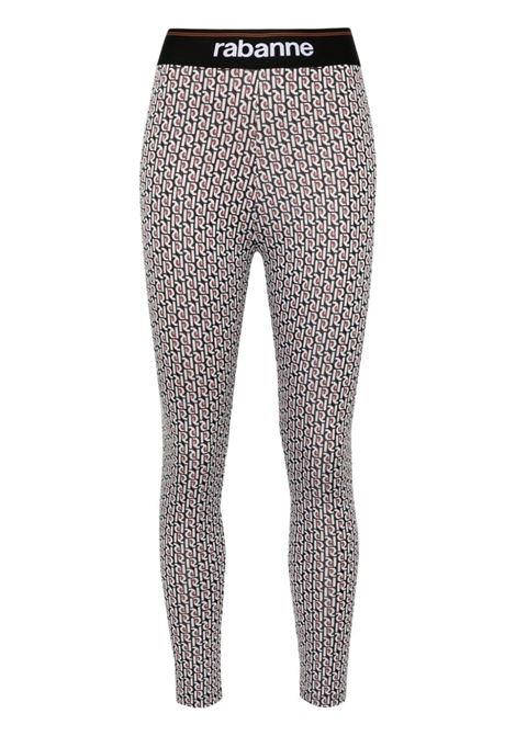 Black and white monogram-jacquard leggings - women RABANNE | 24PJPA325VI0360V317