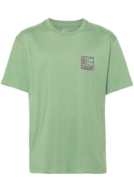 Green logo-appliqué T-shirt - men