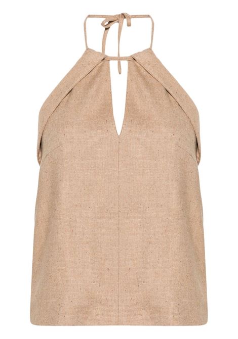 Beige V-neck halterneck top - women