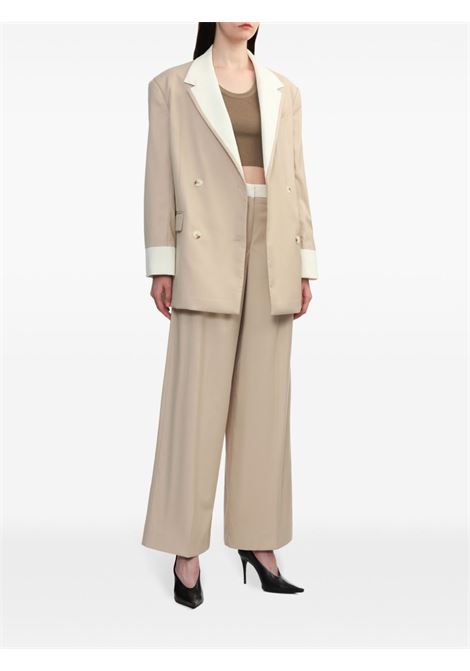 Beige wide-leg tailored trousers - women REMAIN | 5013242764151116