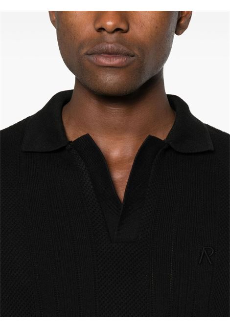 Black pointelle-knit polo shirt Represent - men REPRESENT | MLM43001