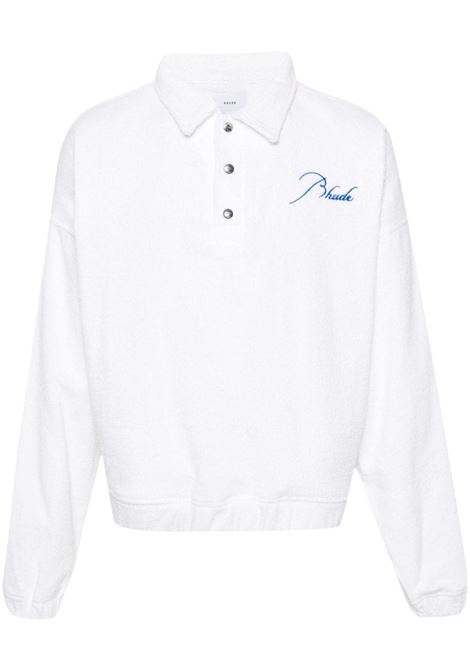 White logo-embroidered towelling-finish polo shirt - men RHUDE | RHPS24SW096110377