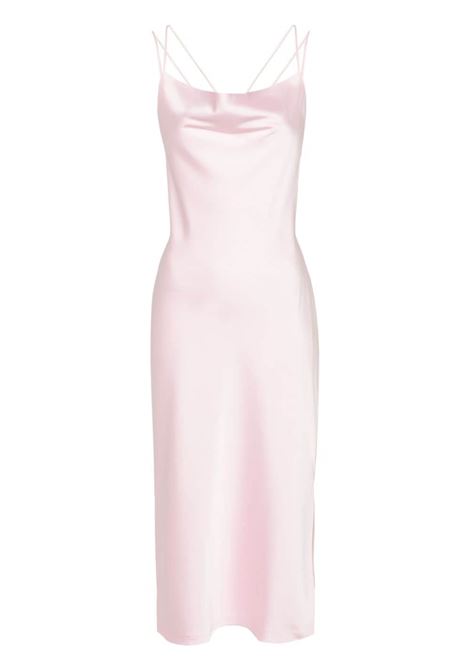 Light pink satin midi slip dress - women