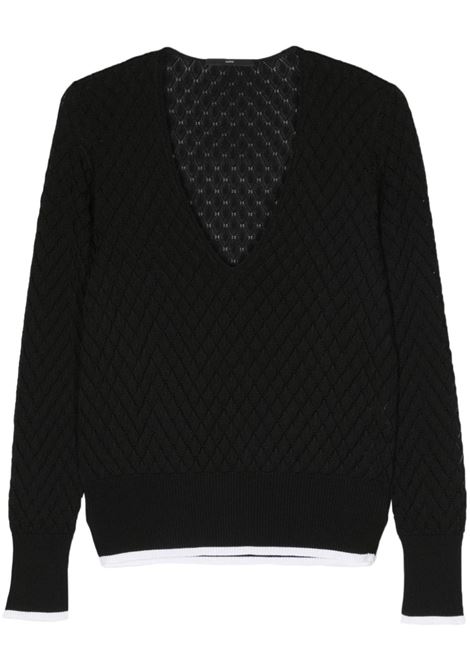 Black V-neck open knit jumper Sapio - men SAPIO | 124U7312N21NR