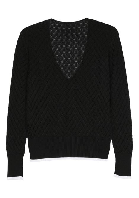 Black V-neck open knit jumper Sapio - men SAPIO | 124U7312N21NR