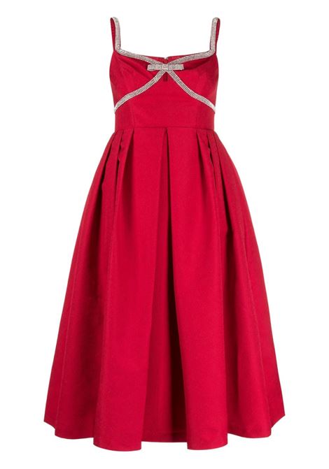 Abito midi con dettaglio di cristalli in rosso - donna SELF-PORTRAIT | RS24030MR