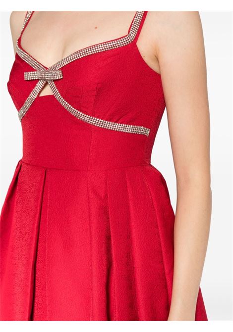 Abito midi con dettaglio di cristalli in rosso - donna SELF-PORTRAIT | RS24030MR