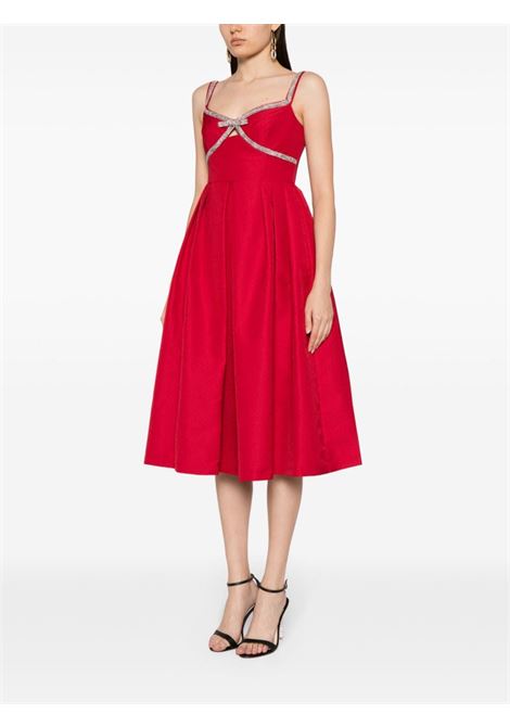 Abito midi con dettaglio di cristalli in rosso - donna SELF-PORTRAIT | RS24030MR