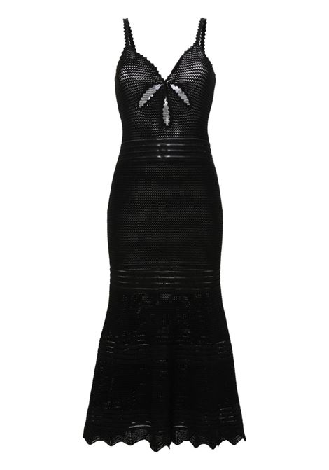 Black crochet midi dress - women