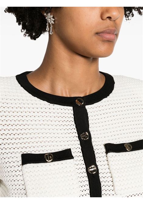 Cardigan crop in bianco e nero - donna SELF-PORTRAIT | SS24217JC