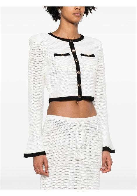 Cardigan crop in bianco e nero - donna SELF-PORTRAIT | SS24217JC