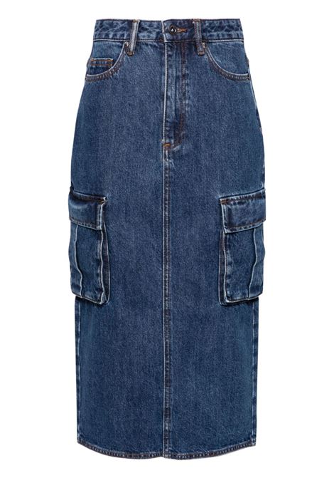 Gonna midi denim in blu - donna