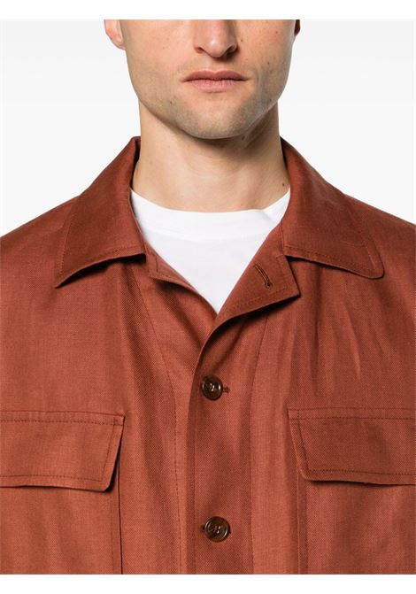 Brown button-down shirt jacket - men TAGLIATORE | DAMIAN340021EO843