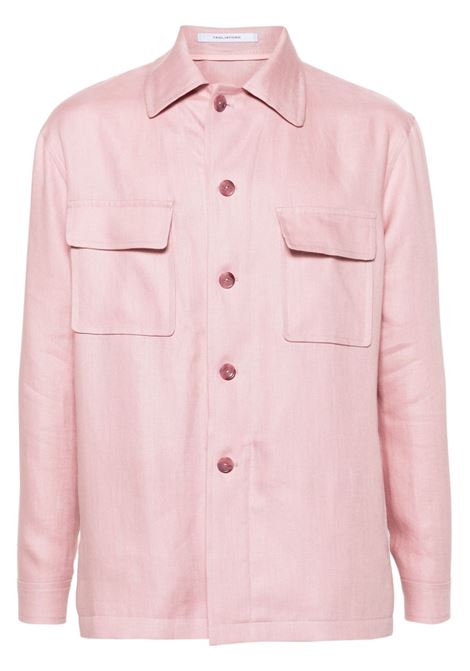 Pink button-down shirt jacket - men