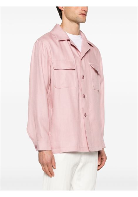 Pink button-down shirt jacket - men TAGLIATORE | DAMIAN340021EY968