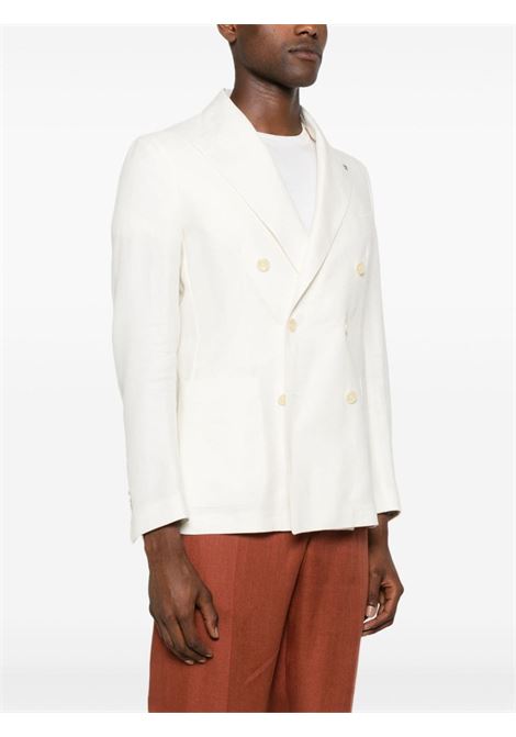 White textured-finish double-breasted blazer Tagliatore - men TAGLIATORE | GDARREL20K340248EX878