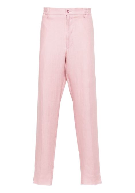 Pink pressed-crease linen tapered trousers Tagliatore - men TAGLIATORE | PGARCON340021EY968