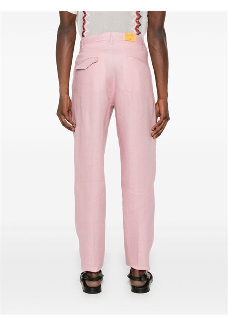 Pink pressed-crease linen tapered trousers Tagliatore - men TAGLIATORE | PGARCON340021EY968