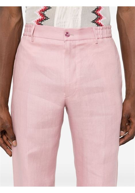 Pink pressed-crease linen tapered trousers Tagliatore - men TAGLIATORE | PGARCON340021EY968