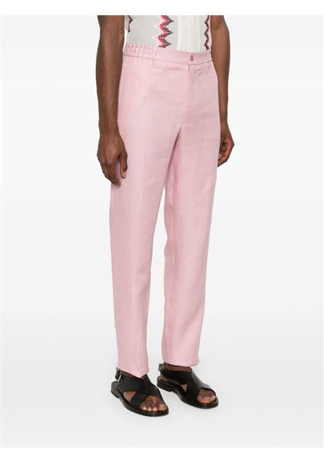 Pink pressed-crease linen tapered trousers Tagliatore - men TAGLIATORE | PGARCON340021EY968