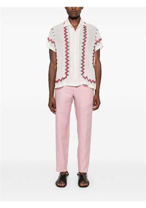 Pink pressed-crease linen tapered trousers Tagliatore - men TAGLIATORE | PGARCON340021EY968