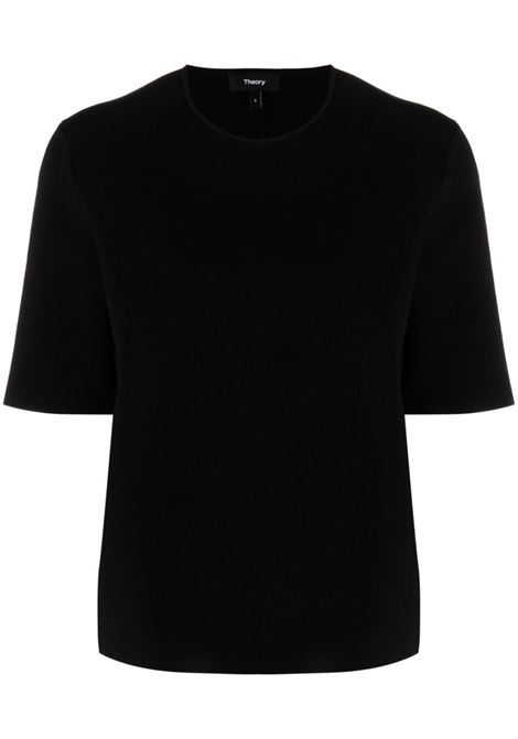 Black short-sleeve jersey T-shirt - women