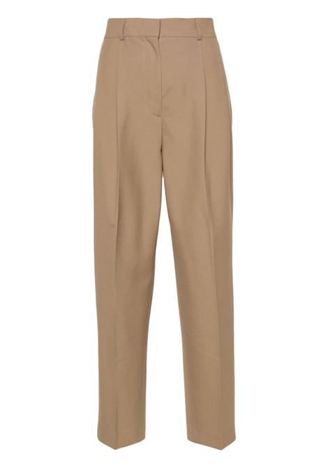 Brown high-waist tailored trousers - women