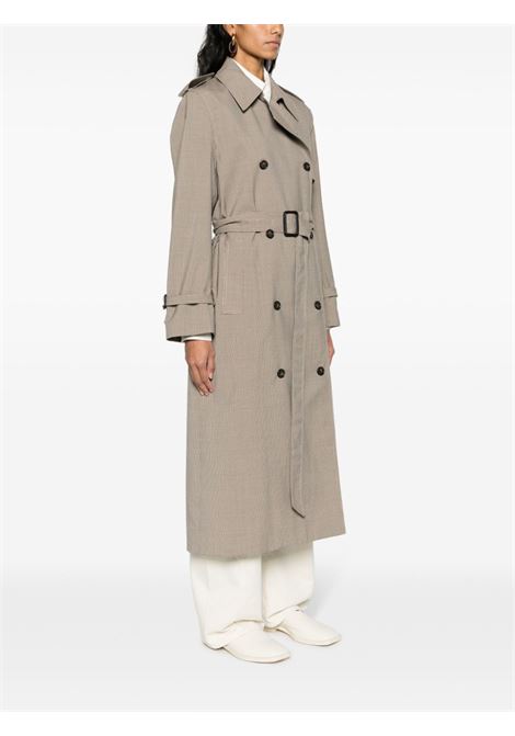 Beige check-pattern belted trench coat - women TOTEME | 241WRO977FB0056P907