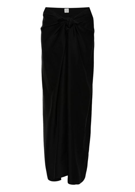 Black knot-detail satin midi skirt - women TOTEME | 242WRB1713FB0160001