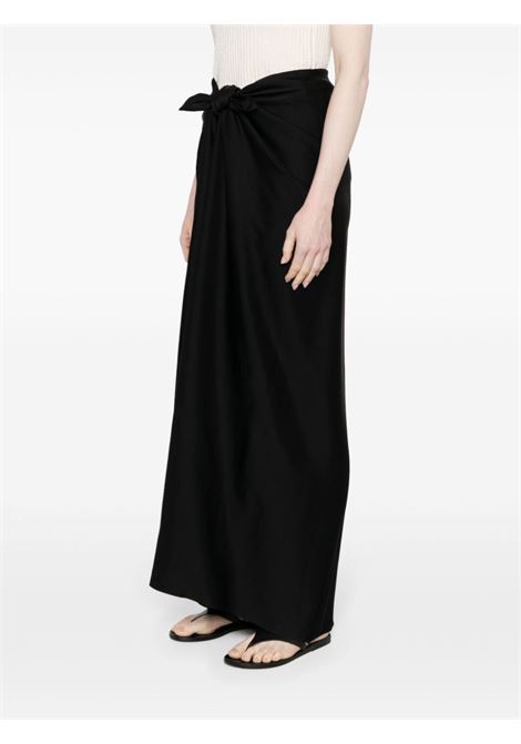 Black knot-detail satin midi skirt - women TOTEME | 242WRB1713FB0160001