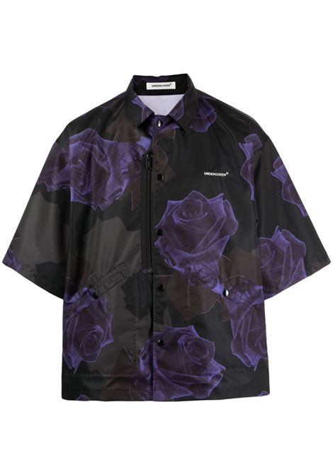 Black rose-print shirt - men UNDERCOVER | UP1D4406BLK