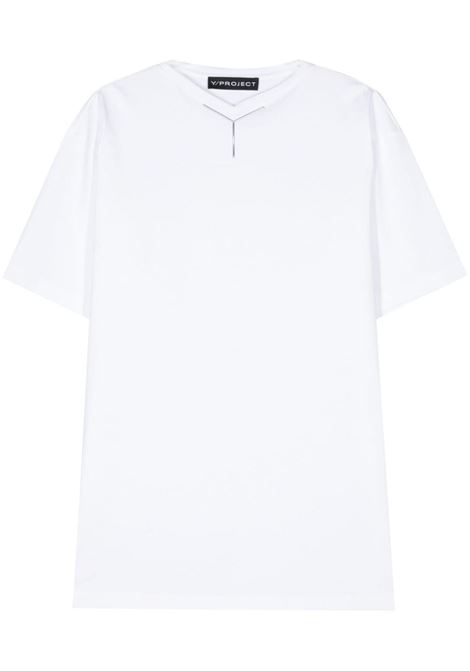 T-shirt con applicazione in bianco - unisex Y/PROJECT | 204TS006OPTCWHT