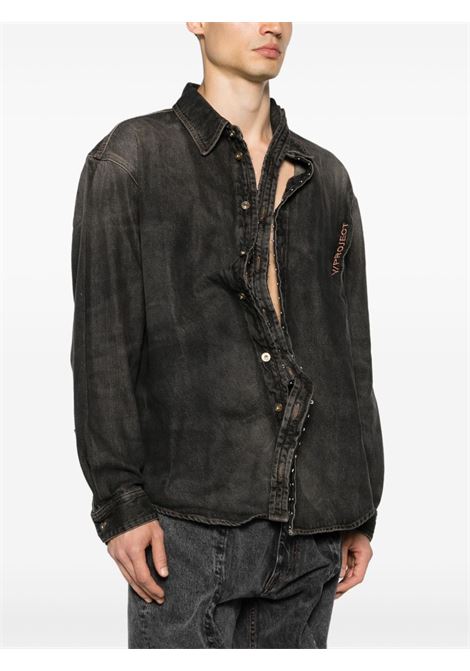 Camicia denim asimmetrica in nero - uomo Y/PROJECT | 207SI004VNTGBLK