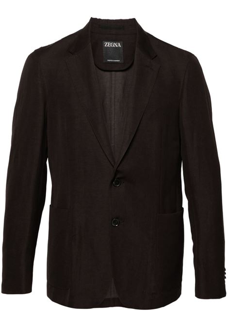 Brown notched-lapels single-breasted blazer - men ZEGNA | 1DJSS0776502A7