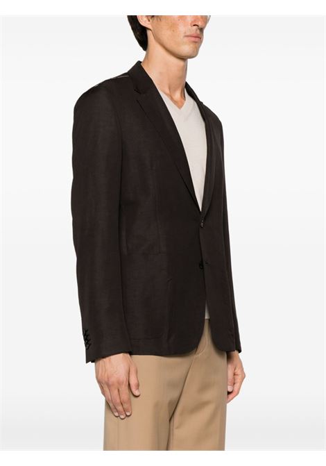 Brown notched-lapels single-breasted blazer - men ZEGNA | 1DJSS0776502A7