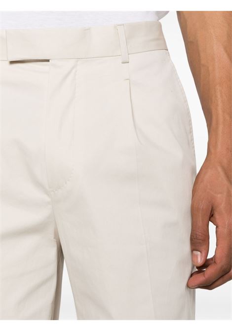 Beige mid-rise pleated chino trousers - men ZEGNA | 77PM12715F00A7