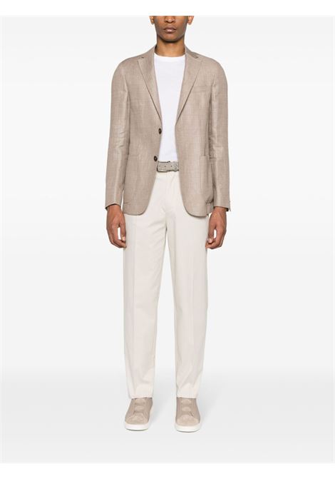 Beige mid-rise pleated chino trousers - men ZEGNA | 77PM12715F00A7