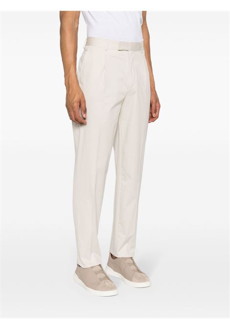 Beige mid-rise pleated chino trousers - men ZEGNA | 77PM12715F00A7